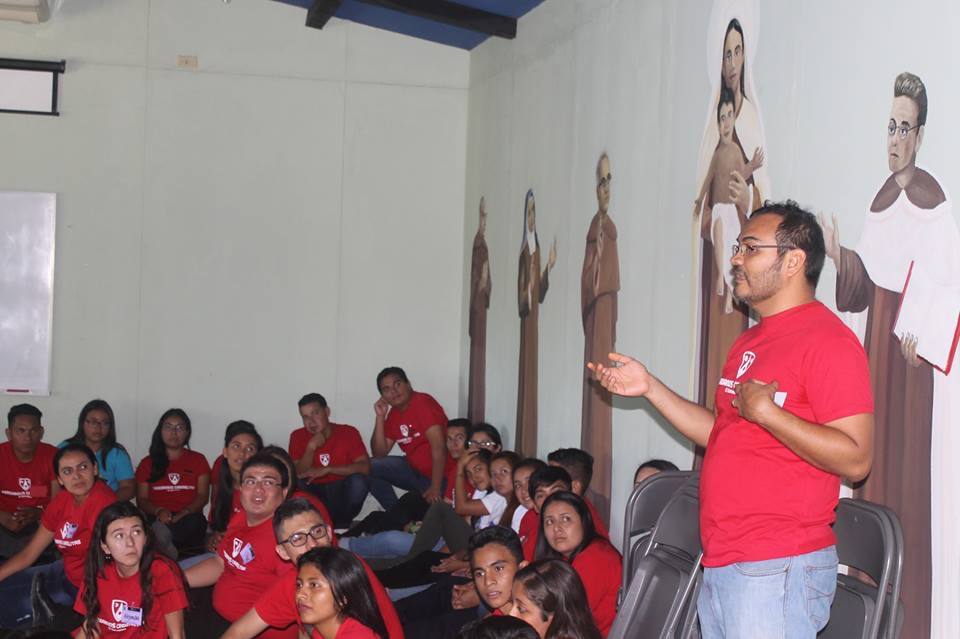 Fr. Luis Jesus Paz, O. Carm., speaking to the youth during one of the presentations on Carmelite formation during the Day of Preparation for Panama.