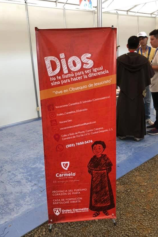 One of the posters giving information on the Carmelites at the 2019 World Youth Day in Panama.
